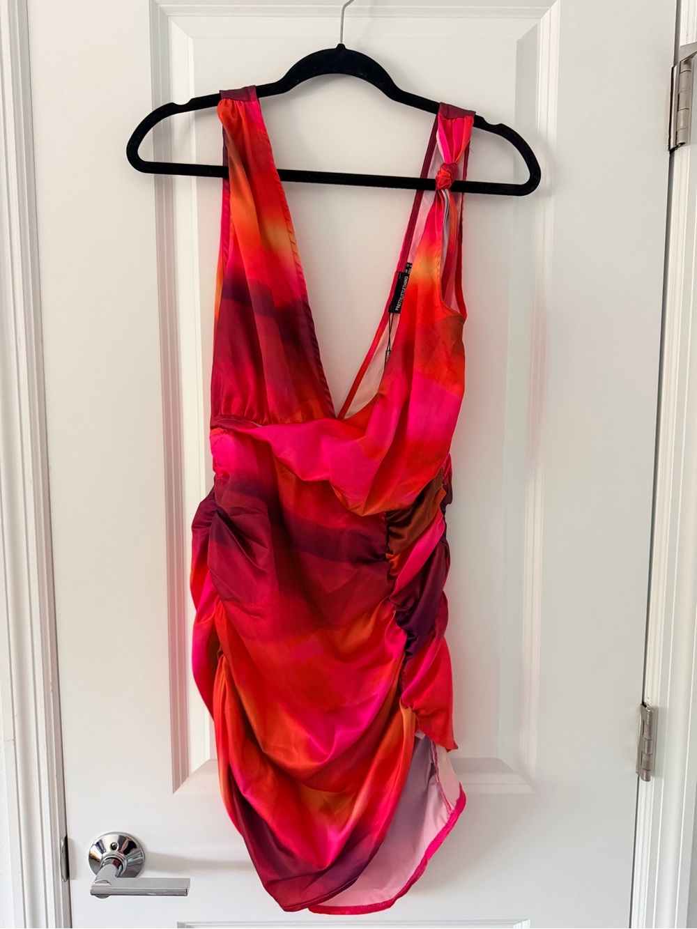 PrettyLittleThing Pink & Orange Draped Mini Dress